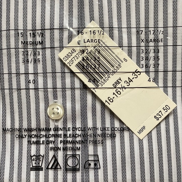 Van Heusen Gray And White Striped Men's Shirt Size Large - Picture 8 of 8